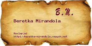 Beretka Mirandola névjegykártya